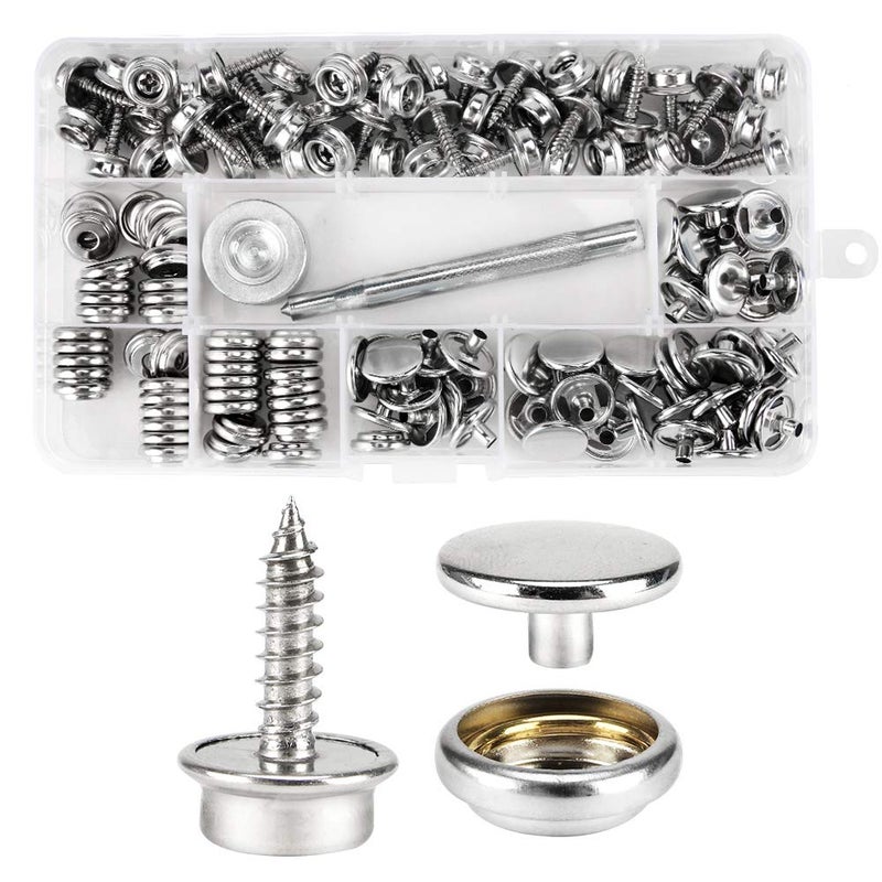 Meifuly 150 PCS Canvas Snap Kit with 2 Pcs Setting Tool - Marine Grade Stainless Steel 3/8" Socket Canvas Button Fastener Kit & Upholstery Boat Cover Snap Button Fastener Tool for DIY Cover Furniture - Image 1